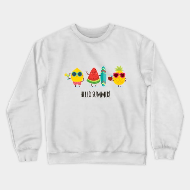 Hello Summer! Fruits Crewneck Sweatshirt by Printadorable